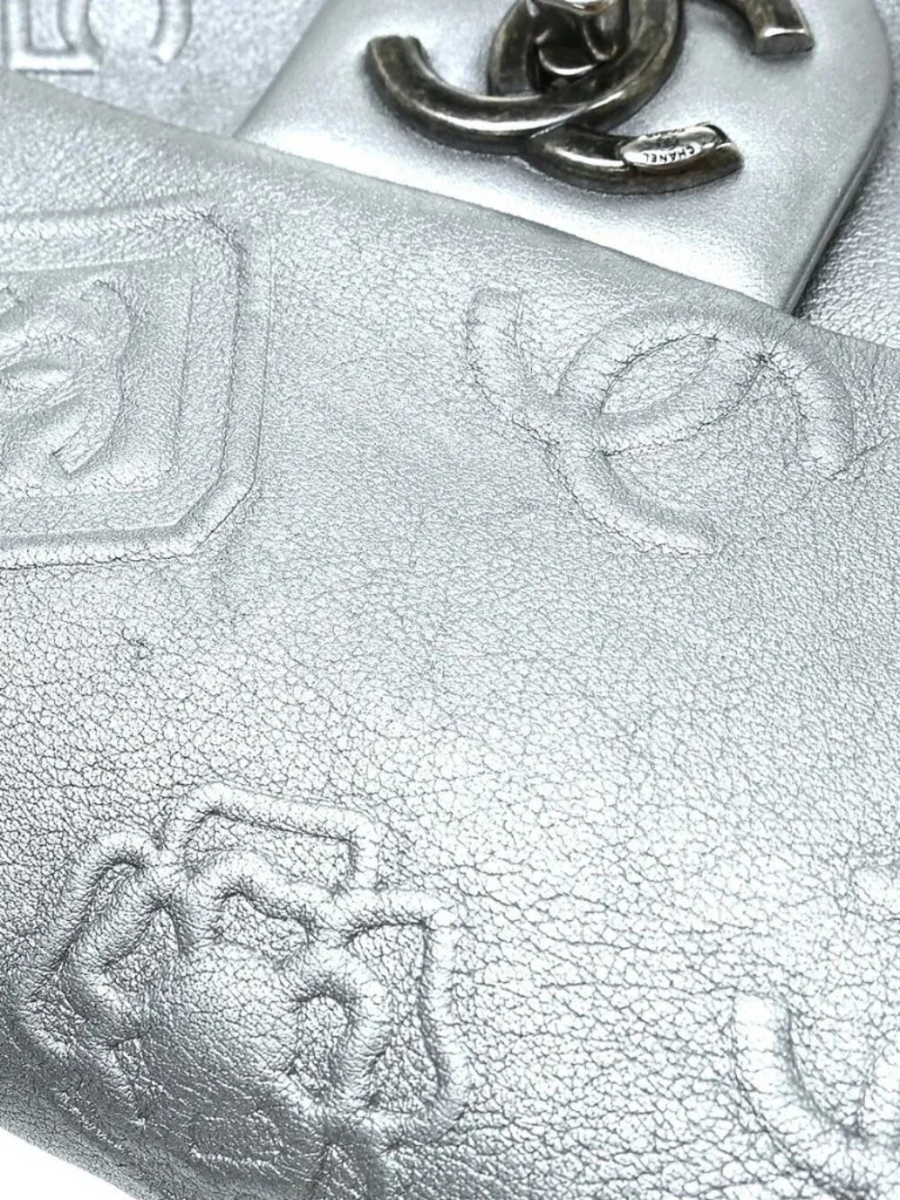 Best08 Chanel Silver Lambskin Double Chain Shoulder Bag KQ01811